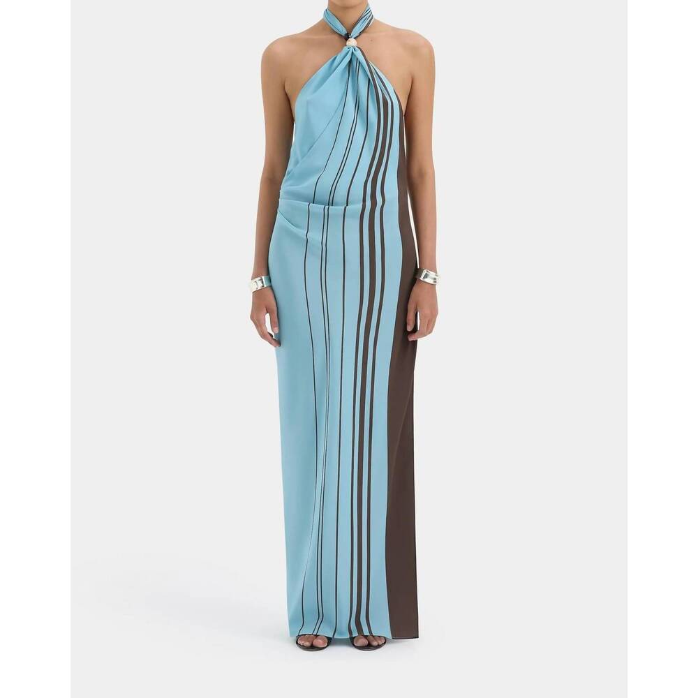 NEW SIR. rioja halter scarf maxi dress in pacha mineral stripe
